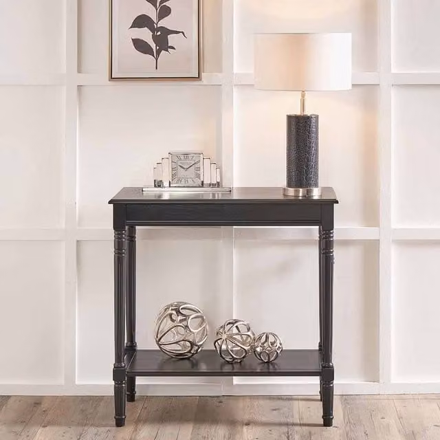 Pacific Lifestyle Classic Black Lacquered Pine Wooden Entryway Console Table