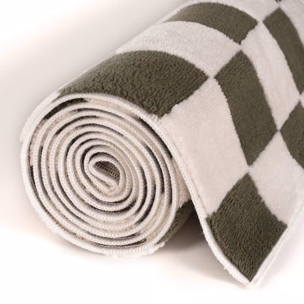 THE RUGS Loft Checkered Soft Pile Area Rug, Green, W: 200 cm, D: 290 cm – 6