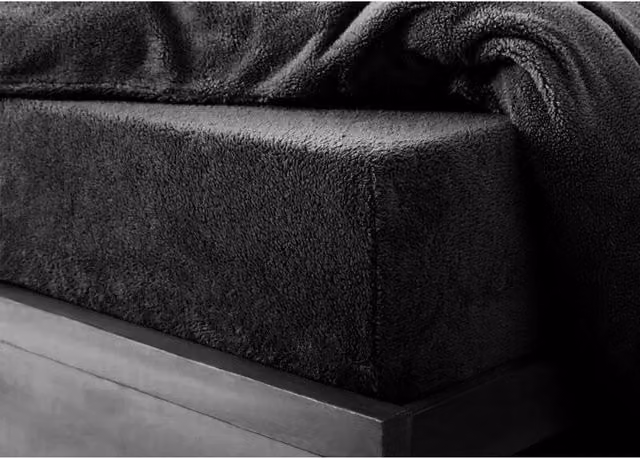 HomeSpace Direct Teddy Bear Fleece Fitted Sheet, Black, 180 x 200 cm