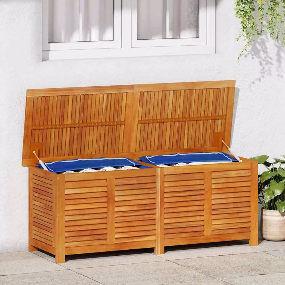 Berkfield Home Garden Storage Box with Louver in Brown Solid Acacia Wood, W/D/H: 150 x 50 x 56 cm – 2