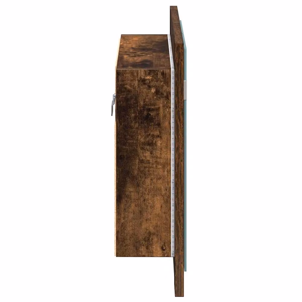 Berkfield Home LED Mirror Cabinet in Smoked Oak Brown, W: 60 cm, H: 45 cm, D: 12 cm – 6