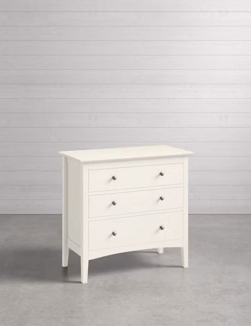 M&S Hastings 3 Drawer Chest in Ivory White Lacquered Pine