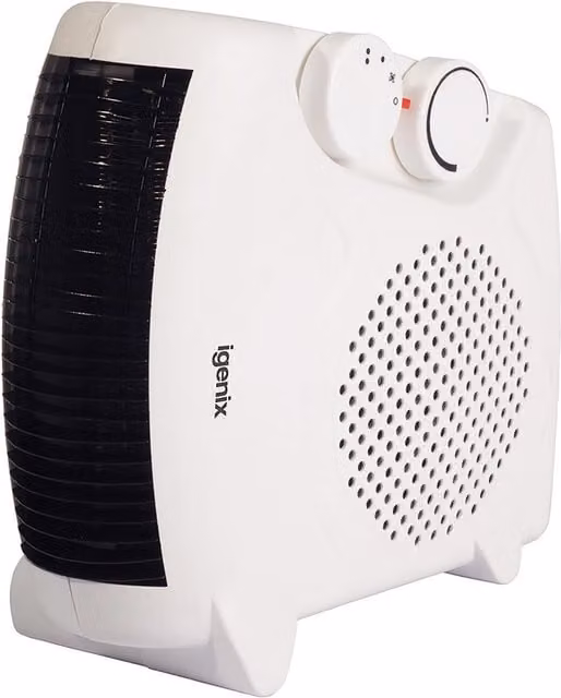Igenix 2kW White Upright Fan Heater with Adjustable Thermostat and Overheat Protection