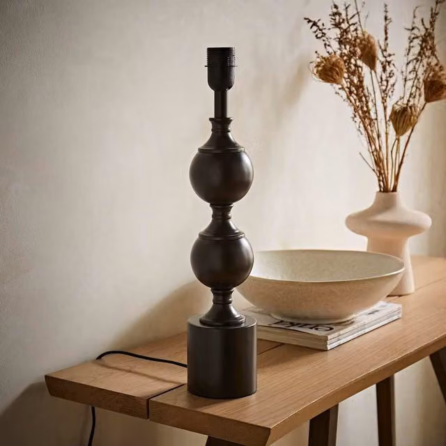 ValueLights Declan Candlestick Table Lamp Base in Brown Metal