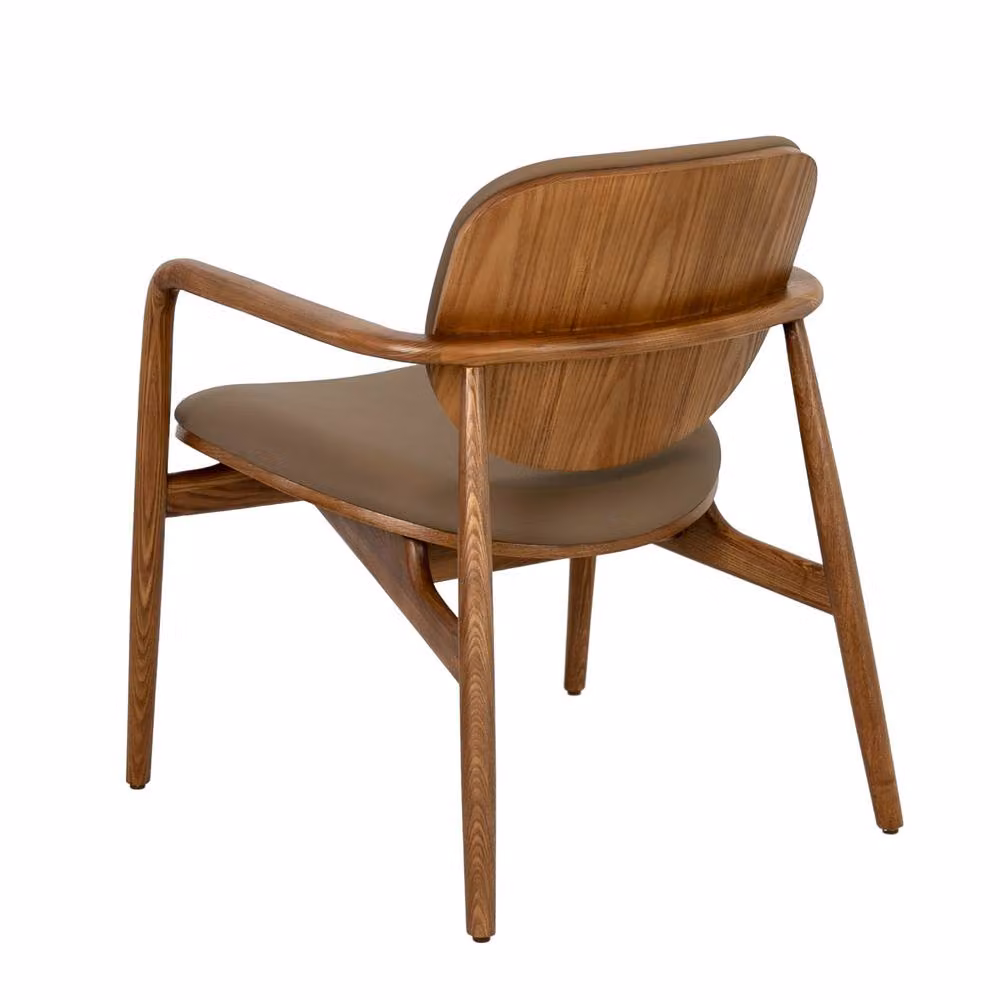 Angel Cerda Modern Lounge Chair in Taupe Leatherette and Walnut – 3