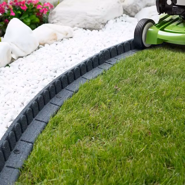 Nicoman Flexible Rubber Garden Edging Border, Grey, 24 Pack