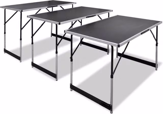 Berkfield Home 3-Piece Foldable Height Adjustable Pasting Table in Black