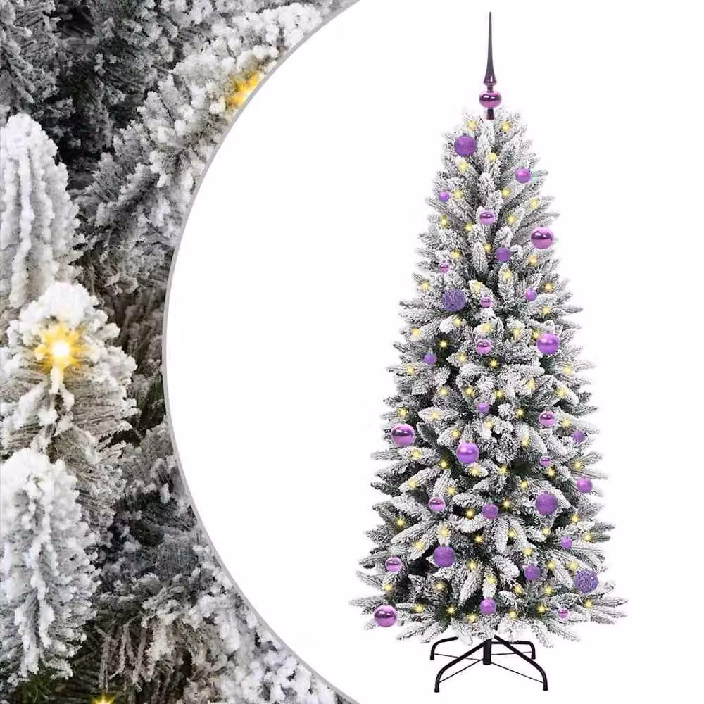 Berkfield Home Green Artificial Christmas Tree with 150 White LEDs, W/D/H: 63 x 63 x 150 cm – 3