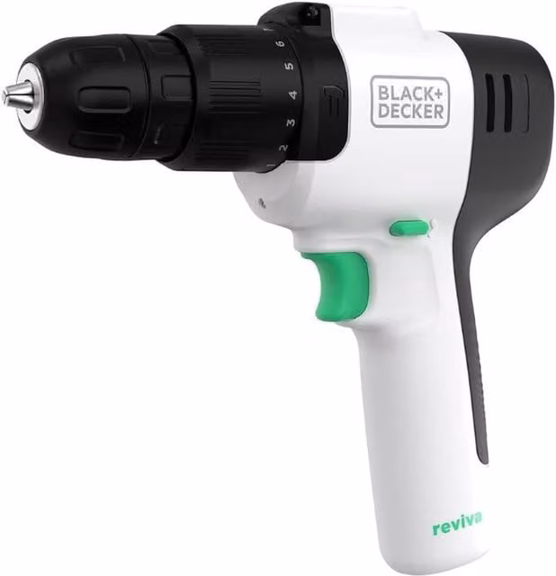 Black+Decker White 12V Cordless Rechargeable Hammer Drill Driver