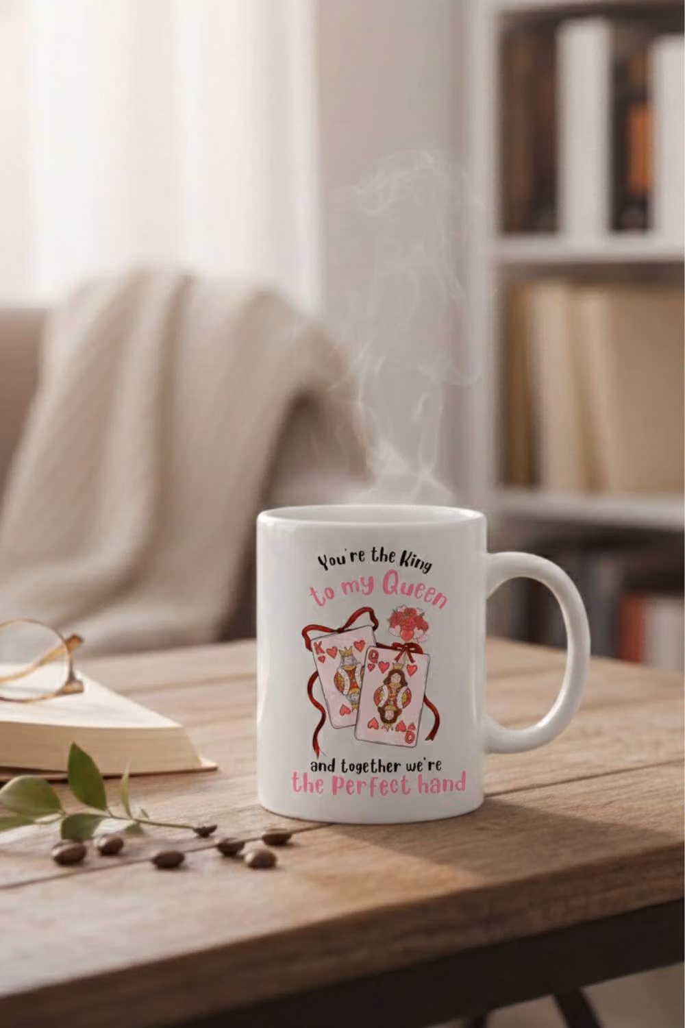 Dyzi You're The King To My Queen Printed Ceramic Mug, White – 3