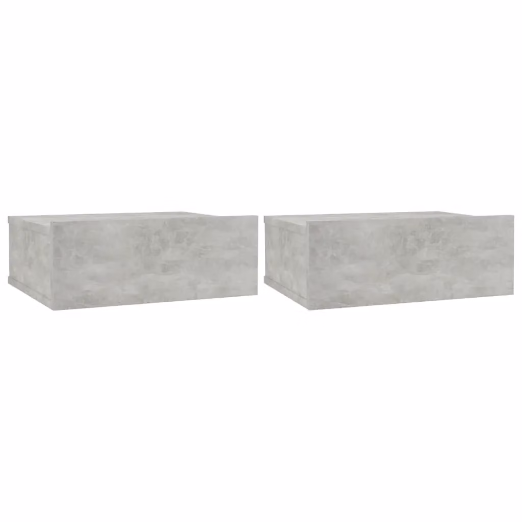 Berkfield Home Set of 2 Floating Nightstands in Concrete Grey, W/D/H: 40 x 30 x 15 cm – 2