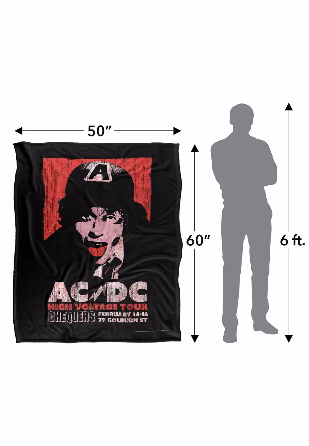 LOGOVISION AC/DC High Voltage Live 1975 Super Soft Microfibre Throw Blanket, White, W/D/H: 152 x 127 cm – 8