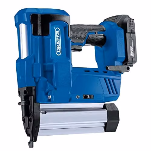 Draper D20 Cordless Brad Nailer and Stapler Gun in Blue with 2Ah Battery and Charger Included – 1