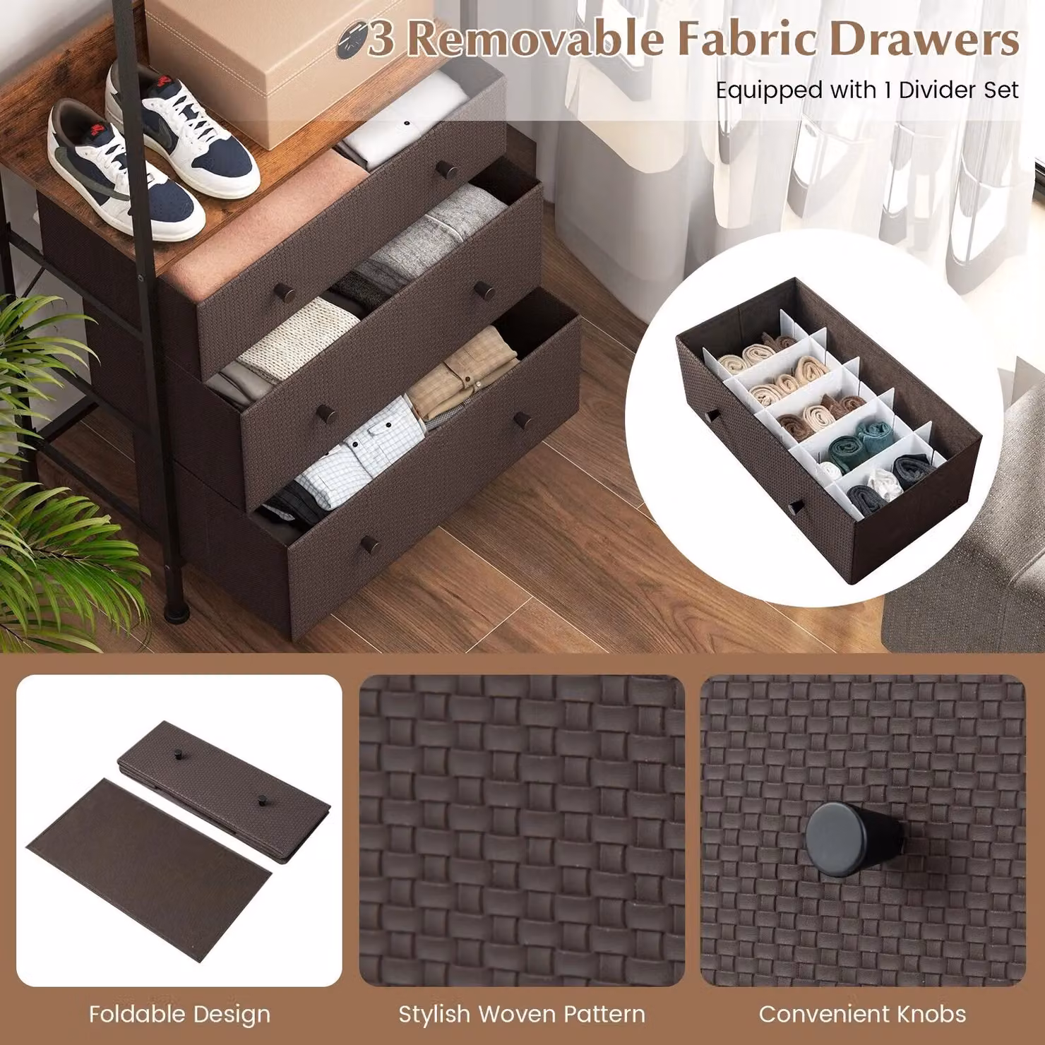Costway Brown Metal Freestanding Clothes Rack and Industrial Closet Organiser – 5