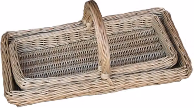 Red Hamper Set of 2 Lincolnshire Garden Trugs in Brown Wood