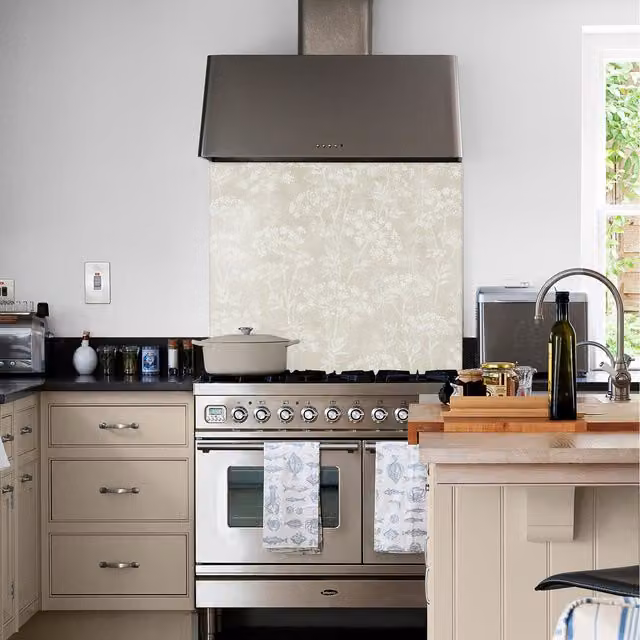 Country Living Meadow Ochre Glass Kitchen Splashback, Yellow, Width: 90 cm