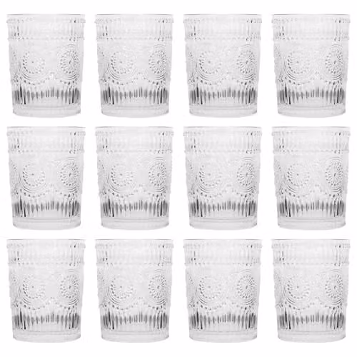 Argon Tableware Amore Floral Glass Tumblers, Transparent, 300ml, Pack of 12