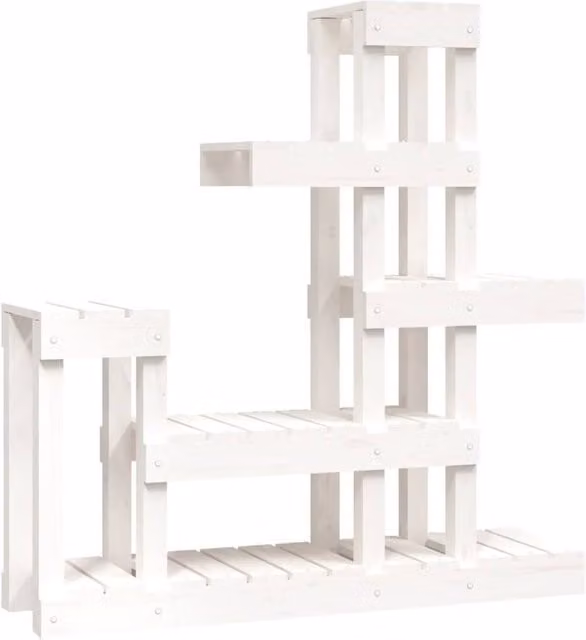 Berkfield Home White Solid Pine Wood Plant Stand, W/D/H: 92 x 25 x 97 cm