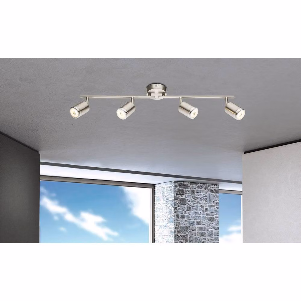 Netlighting Comore Ceiling Spotlight Bar in Nickel Matt Grey with 4x Adjustable LED Warm White 3000K Lights – 2