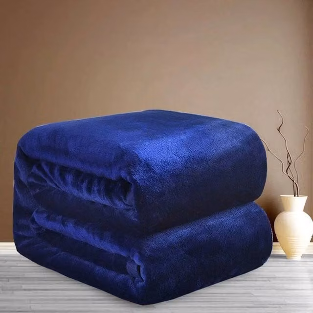 FLAVORA Navy Blue Extra Large Reversible Fleece Blanket, W: 100 cm, L: 190 cm