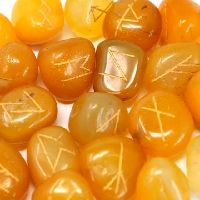 KDMK Onyx Rune Stone Set in Pouch, Yellow