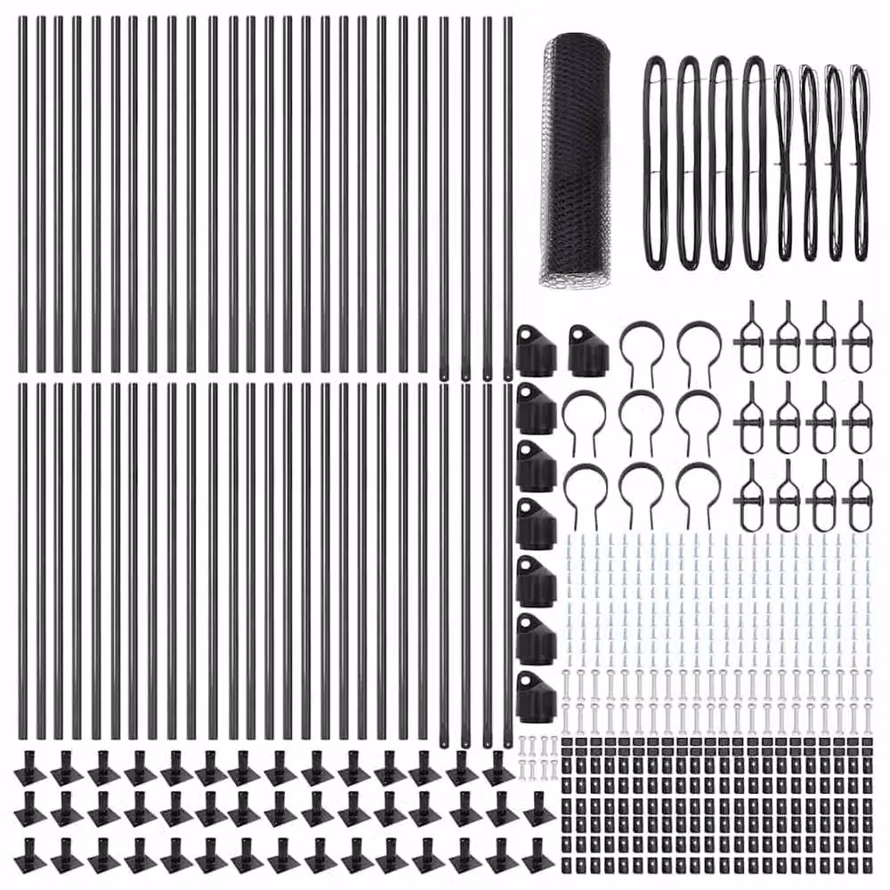 Berkfield Home Grey Powder-Coated Steel Hexagon Fence, 1 x 100 m – 4