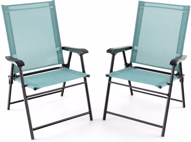 Costway Set of 2 Portable Sling Back Chairs in Blue