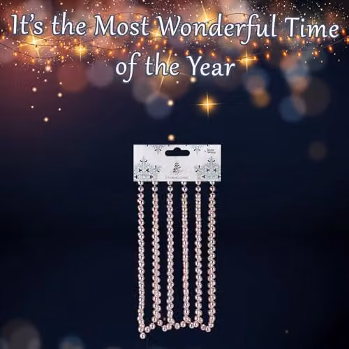 VFM e-Store Rose Gold Christmas Bead Chain Decoration, 2.7m – 3