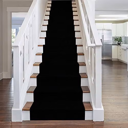 runrug Soft and Durable Stair Runner Carpet in Black, W: 60 cm, L: 540 cm
