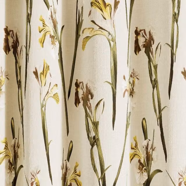Ted Baker Wild Iris Floral Opaque Lined Curtains in Beige and Multicolour, W: 228.6 cm, H: 137.16 cm