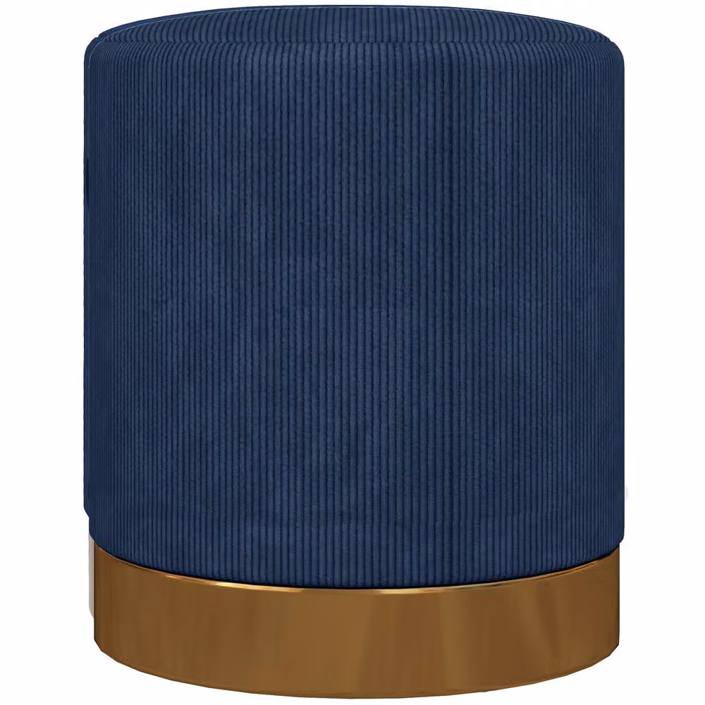 STILVORA Blue Corduroy Upholstered Cylindrical Footstool – 4