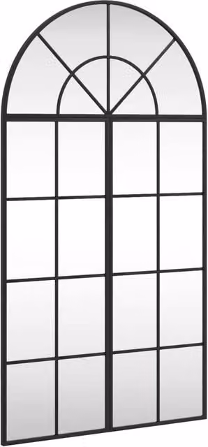 Berkfield Home Minimalist Black Metal and Glass Wall Mirror W: 60 cm, H: 110 cm
