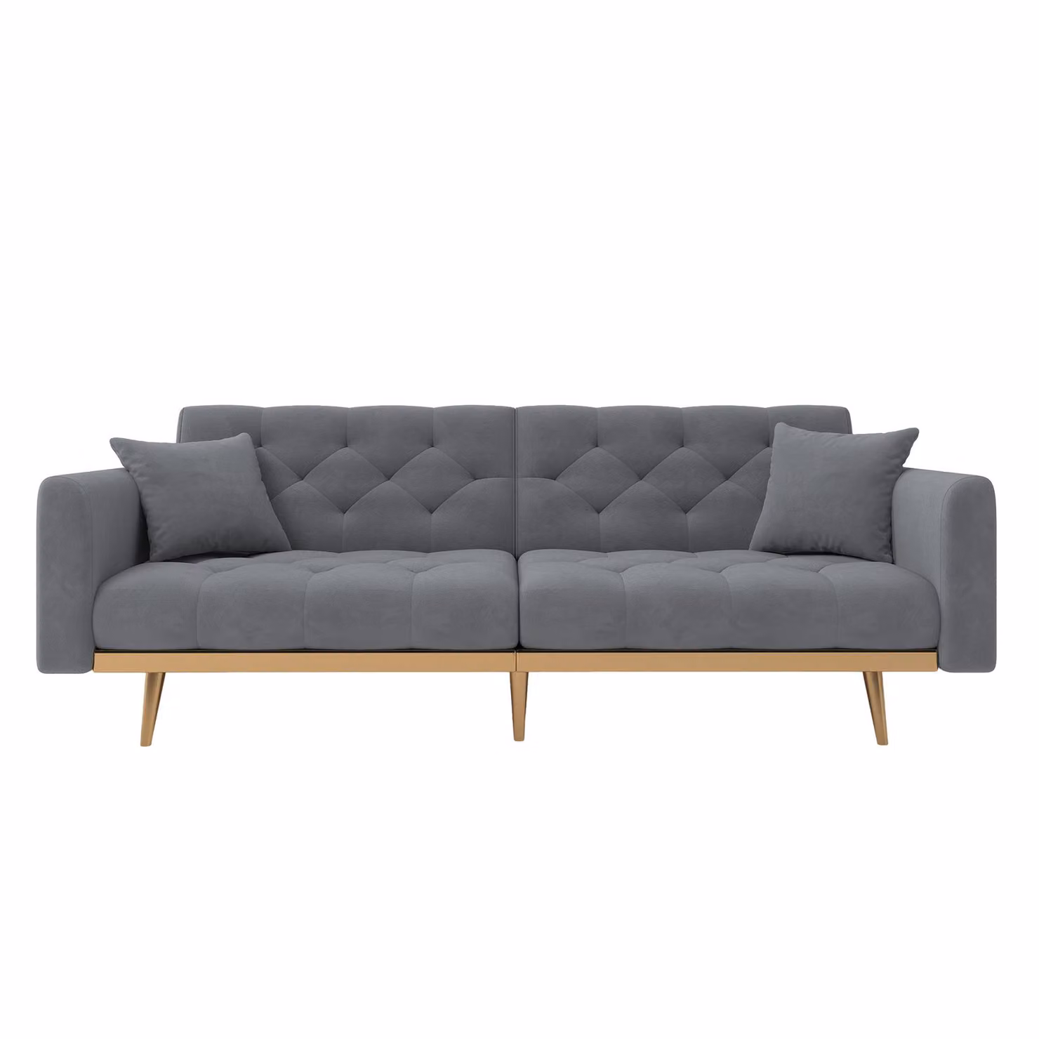 Aosom UK Modern 2-Seater Sofa Bed in Grey with 3-Position Adjustable Backrest and Thick Foam Cushions, W/D/H: 165 x 72.5 x 75 cm – 2
