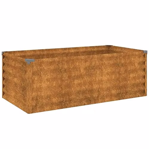 vidaXL Brown Corten Steel Raised Bed for Vegetable, Herb or Ornamental Gardens W: 100 cm, D: 50 cm, H: 36 cm
