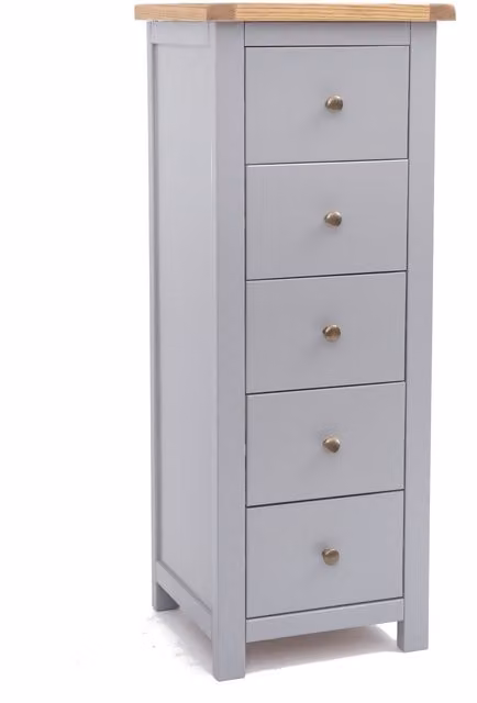 Cabinet Bits Mirano 5 Drawer Narrow Chest in Grey and Gold