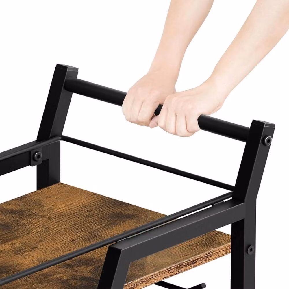 FORGEVIO Versatile Drinks Trolley with Glass Holders and Castors, Black and Multicolour, W/D/H: 83 x 39 x 29 cm – 3