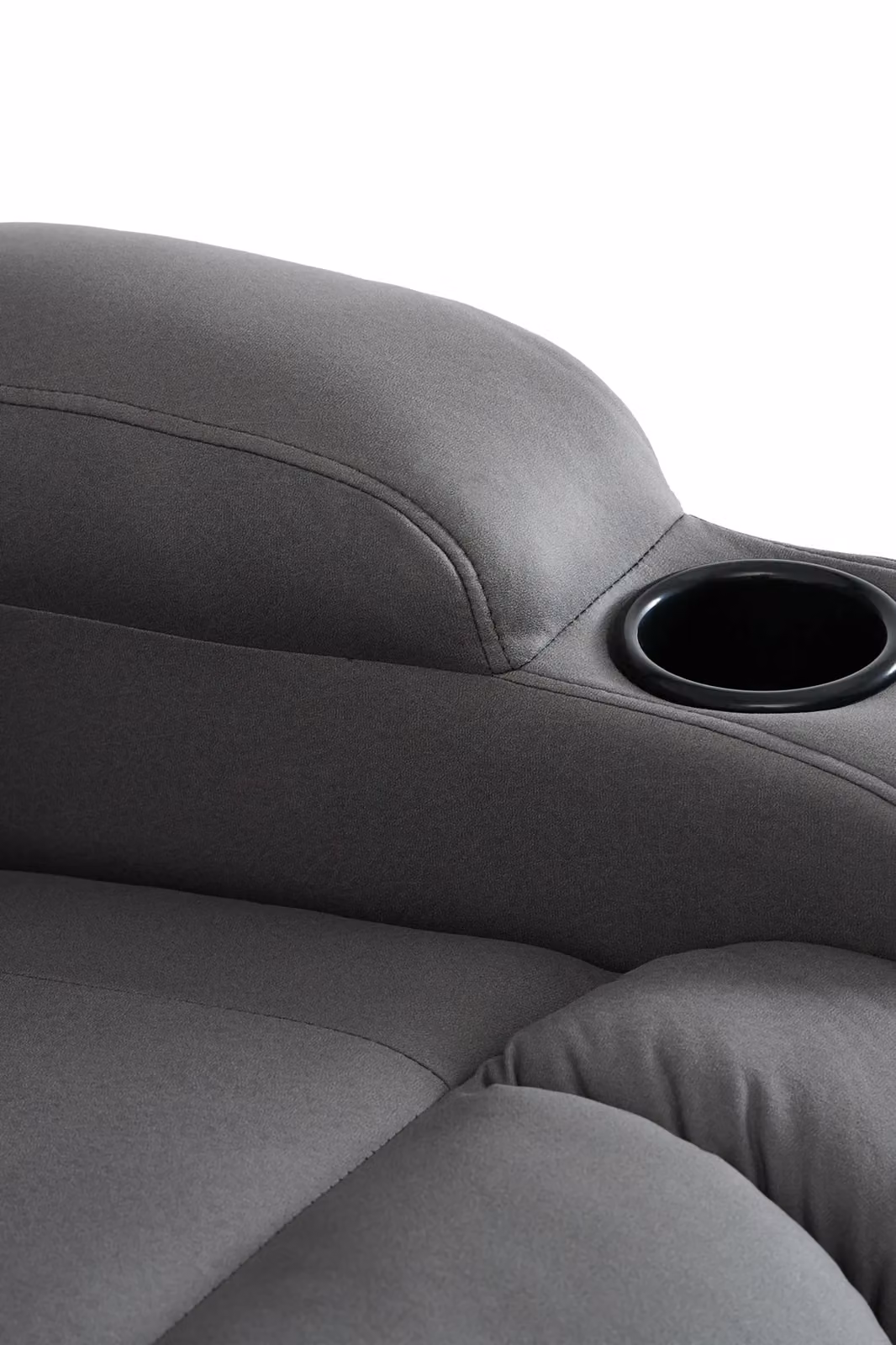 More4Homes Caesar 2 Seater Grey Fabric Modern Manual Recliner Sofa with Cup Holders – 3