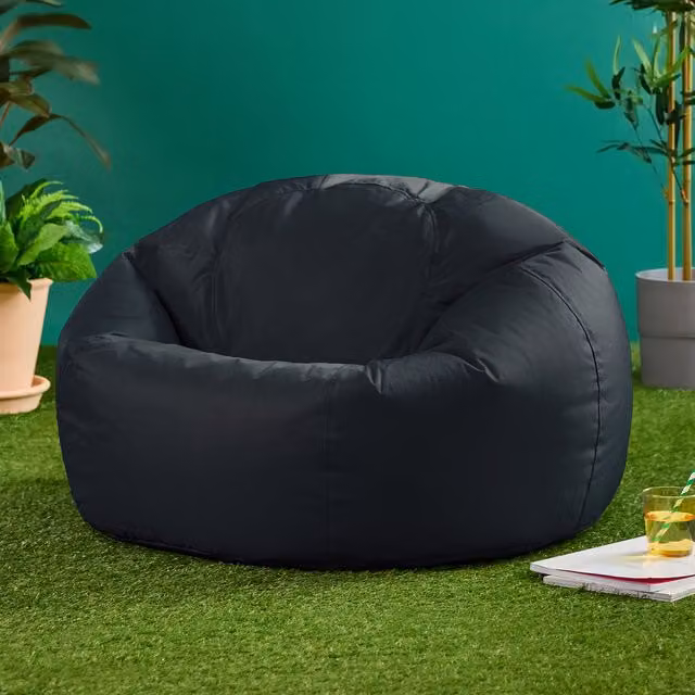 icon Kingston Classic Outdoor Bean Bag and Footstool - Black