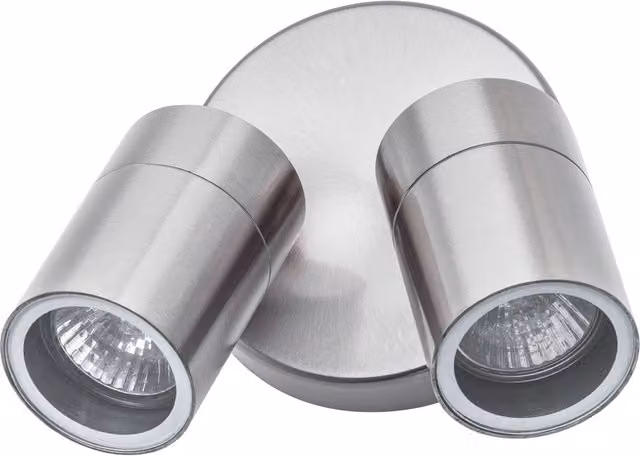 Litecraft Kenn Adjustable Twin Outdoor Wall Light in Stainless Steel
