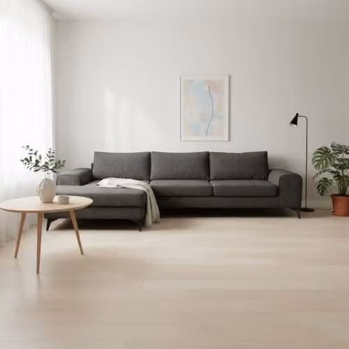 Abakus Direct Venice Modern L-Shaped Corner Sofa in Grey with Scatter Back Cushions and Solid Wood Frame, Left Hand Facing, W/D/H: 289 x 146 x 81 cm