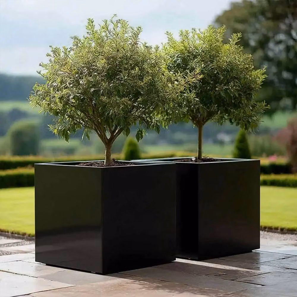 Access Garden Products Black Polished Galvanised Steel Square Planter, W/D/H: 60 x 60 x 60 cm – 2