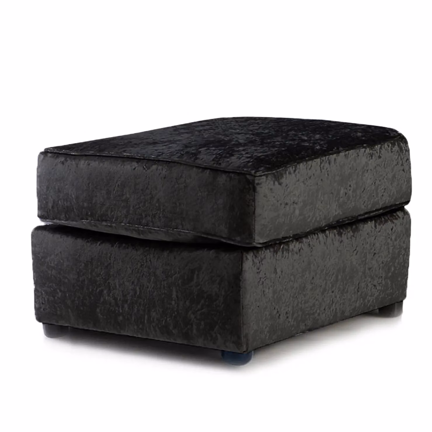 Furnishings For Less UK Chelsea Soft Crushed Velvet Fabric Cylindrical Footstool in Black W/D/H: 55 x 42 x 42 cm – 2