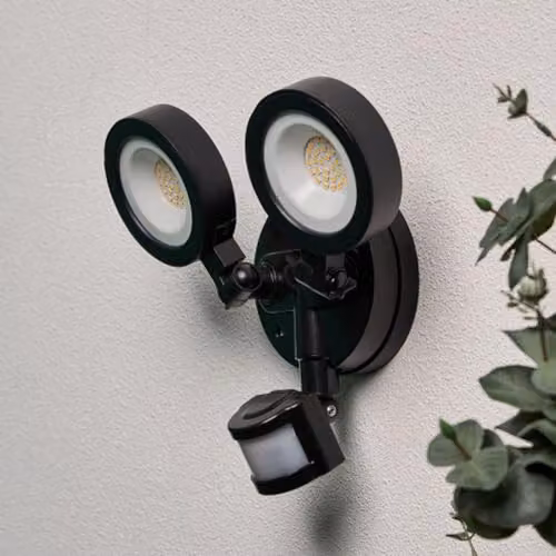BHS Lighting Ernie Black Metal Outdoor LED Wall Light with Motion Sensor and IP65 Rating – 6