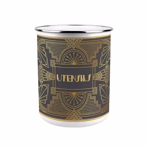 Purely Home Vintage Glamour Metal Utensil Holder in Gold or Grey, W: 18.0 cm, D: 18.0 cm, H: 16.5 cm – 1