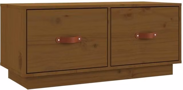 Berkfield Home Rustic Honey Brown Solid Wood Pine TV Cabinet W/D/H: 80 x 34 x 35 cm