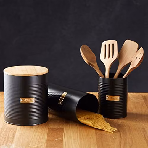 Rayware Typhoon Otto Airtight Cookie Storage with Bamboo Lid, Black, 3 l – 6
