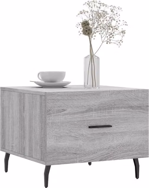 Berkfield Home Set of 2 Grey Sonoma Decorative Coffee Tables, W/D/H: 50 x 50 x 40 cm