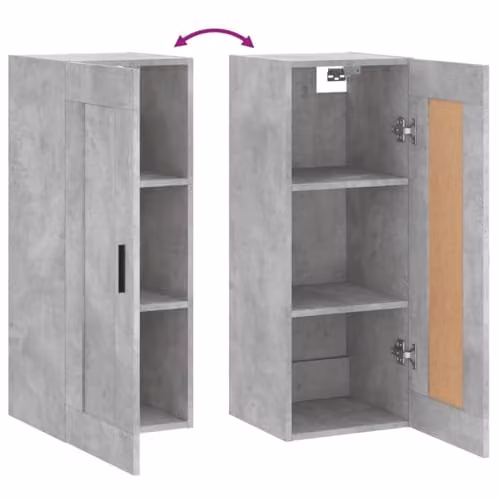 vidaXL Wall Mounted Cabinet in Grey and Black, Modern MDF Design, W/D/H: 34.5 x 34.5 x 90 cm – 3