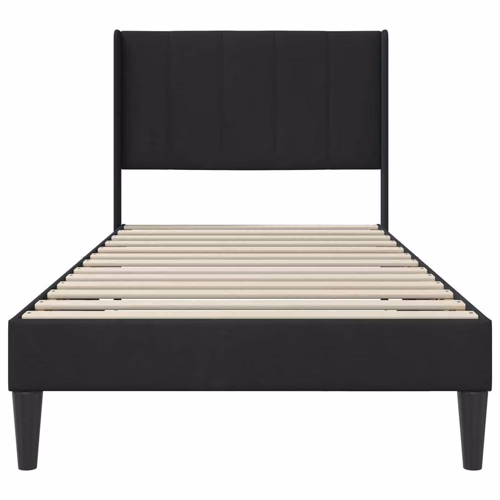 Berkfield Home Modern Velvet Bed Frame with Headboard in Black, W/D/H: 90 x 190 cm – 3