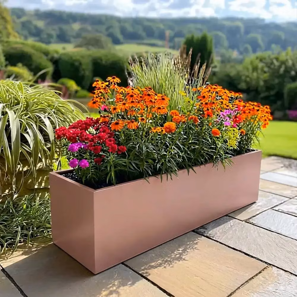 Access Garden Products Gold Galvanised Steel Trough Planter, W: 100 cm – 3